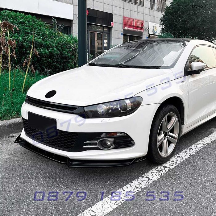 Преден лип спойлер за VW Scirocco MK3 Pre-Facelift R-Line GTS 2008–2014 черен гланц DV687 тунинг за предна броня широко tuning lip spoiler