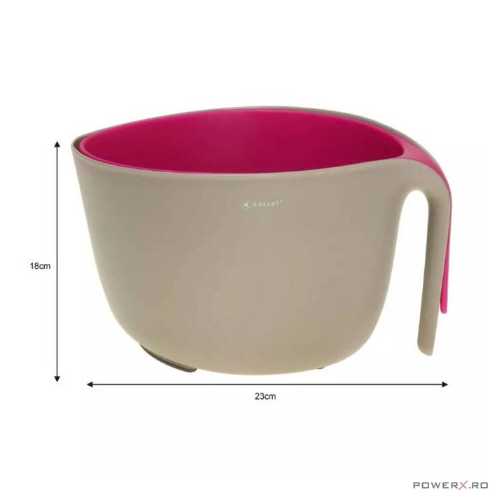 Bol cu strecuratoare detasabila, 23cm, roz, gri, Kassel