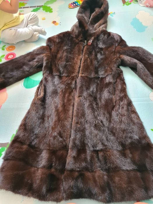 Шуба норковая с капюшоном