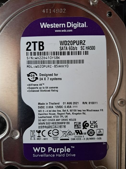 HDD WD Western Digital Purple 2 TB ideal pt NVR, DVR,  NAS
