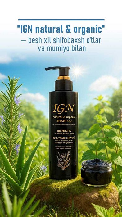 Soch tokilishiga qarshi shampun IGN natural & organic