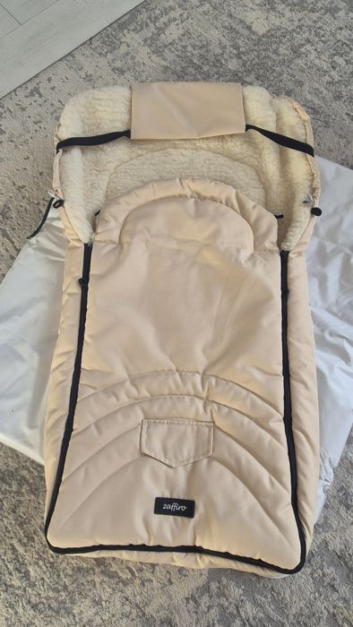 Sac de iarnă Womar Zaffiro pentru cărucior, lână naturală, bej