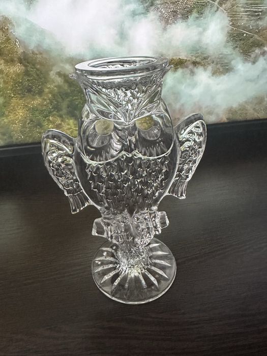 Хрусталтная сова подсвечник