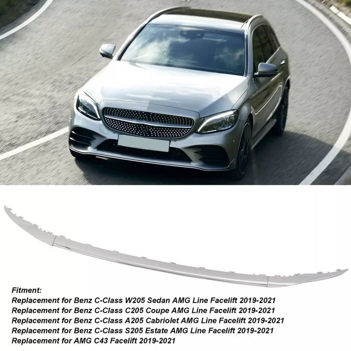 Хромирана долна лайстна на предната броня за Mercedes C-Class W205 AMG