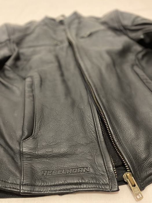 Geaca de piele moto, Rebelhorn Runner II, M, cu protectii.