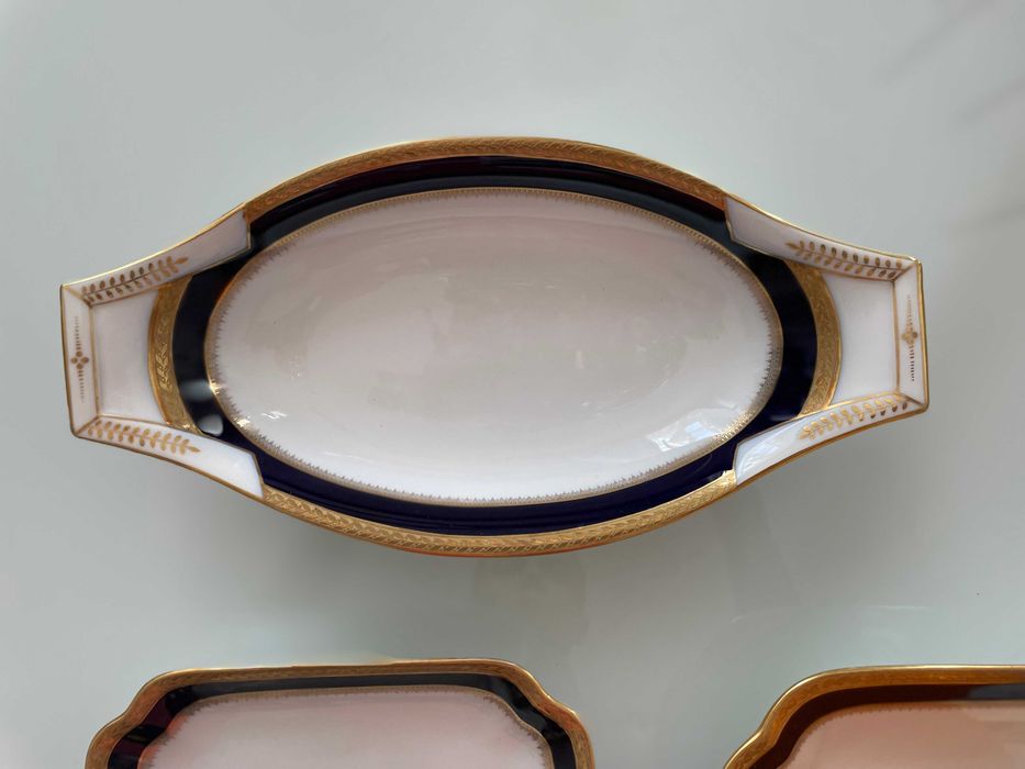 Set 3 platouri vechi Tritschler Cobalt natural și aur stare impecabilă