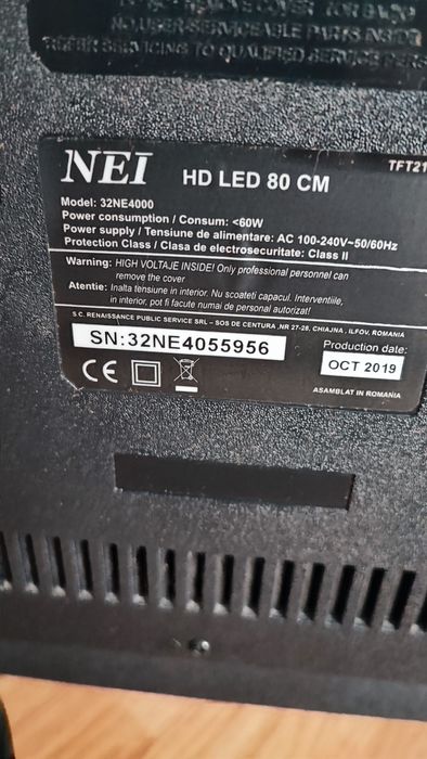 Телевизор NEI 32NE4000 за смяна на подсветка