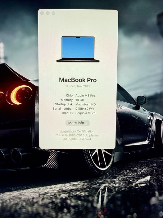 Macbook M3 Pro 18 bg Ram,512 gb hard disk