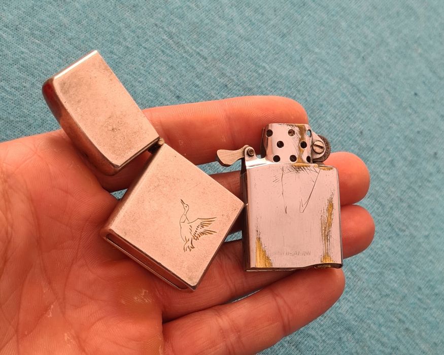 Bricheta Din Argint 950 Japan Veche Pe Benzina Stil Zippo