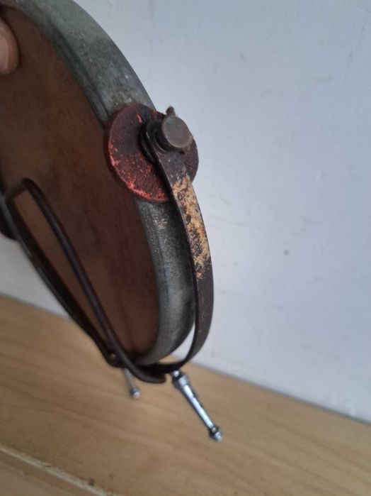Oglindă victoriană antică din metal, oglindă pliabilă, anii 20/30.