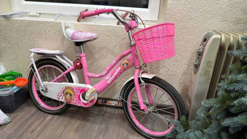 Детский велосипед для девочки, розовый до 7 лет
