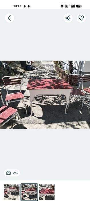 Vând masă cu scaune metalica