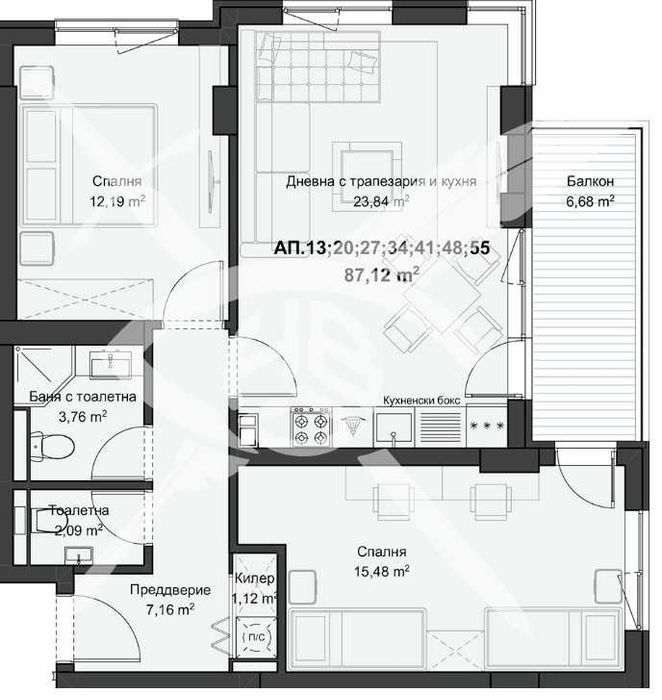 Тристаен апартамент Кючук Париж 109 - 6014
