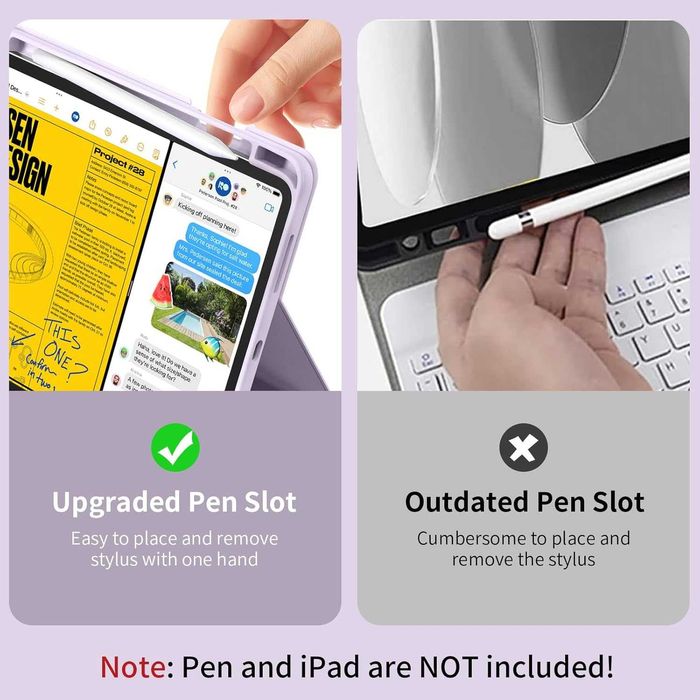 Калъф BQDIYOO с клавиатура за iPad 10 10,9 инча, 7 подсветка, лилав