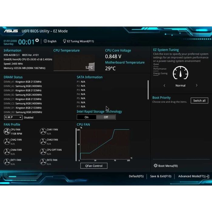 Дъно Дънна платка ASUS X99-A/USB 3.1 2011-3 X99 до 128GB DDR4