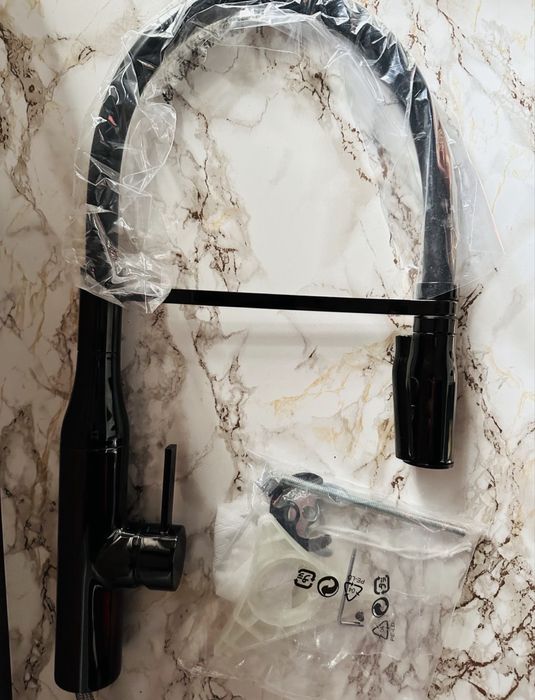 Vand Baterie bucătărie, metal negru periat