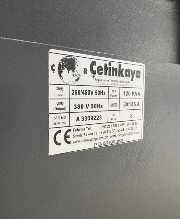 Stabilizator (Cetinkaya) 120 KVA 3 Faza