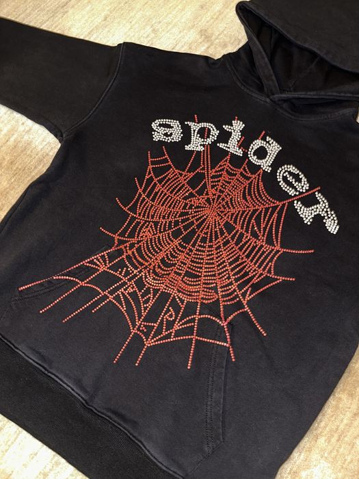 SP5DER Rhinestone OG Web V2 ,,Black” Hoodie