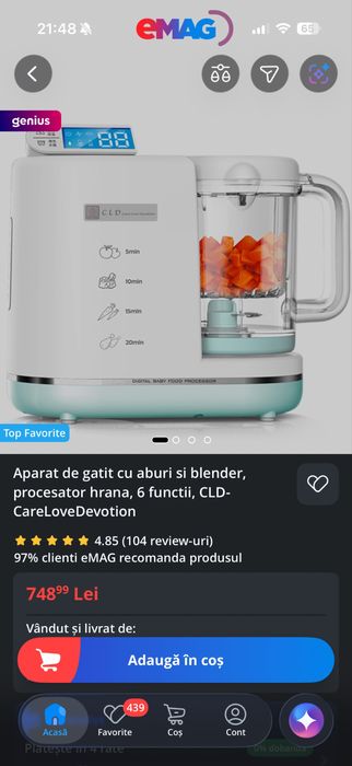 Aparat de gatit cu aburi si blender - 6 functii - CLD