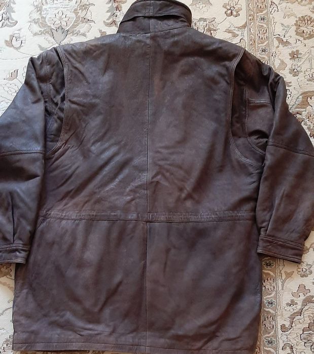 Куртка кожаная, коричневая
