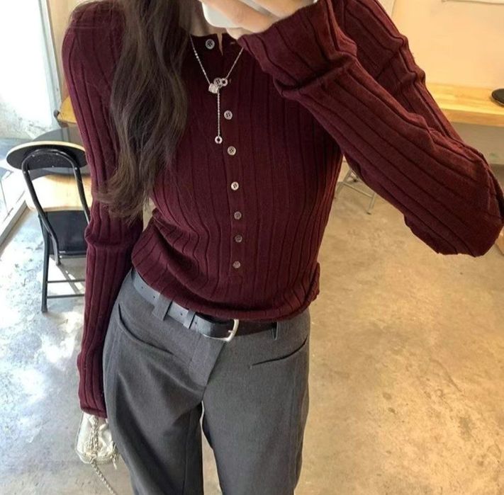 Лонгслив, бордовый