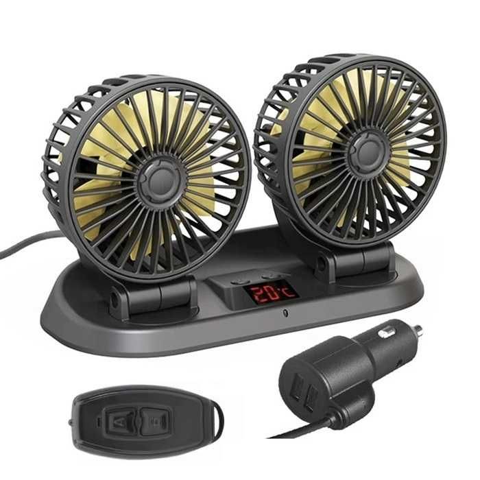 Вентилатор Двоен С Термометър 12-24V с дистанционно управление