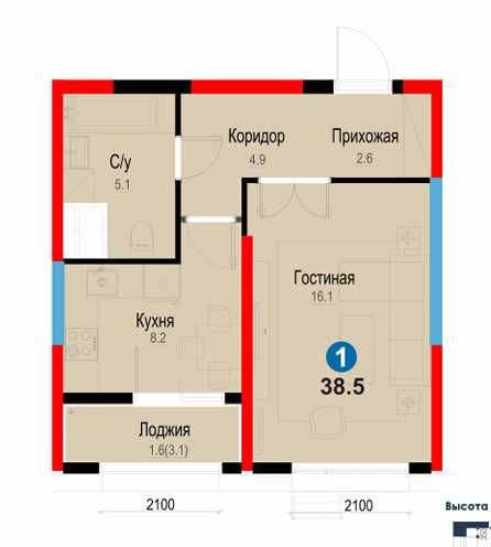 1-комнатная квартира по выгодной цене есть ипотека 18%годовых  [Б.А]