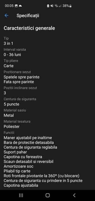 Vand Carucior transformabil 3 in 1 Coccolle Ambra Urban Grey, Gri