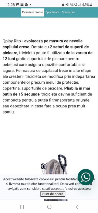 Vând tricicleta Qplay