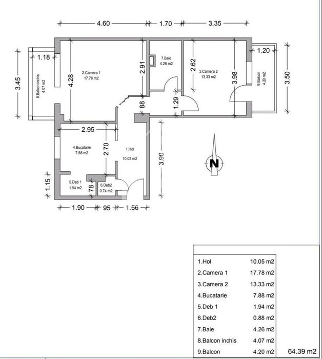 Apartament 2 camere de vanzare, etaj intermediar, centrala, Bucovina