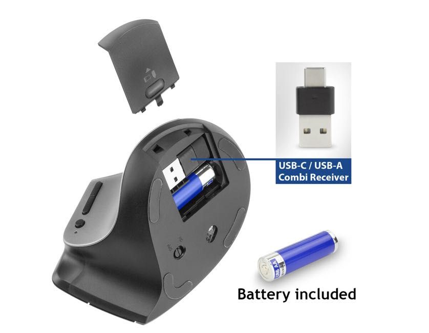 Ергономична мишка - ACT Ergonomic Mouse with Bluetooth and USB-C/USB-A