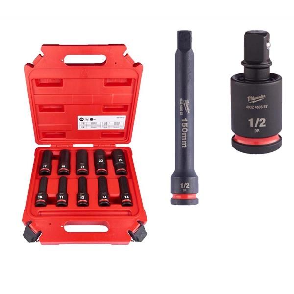 Комплект ударни вложки Milwaukee 10-24мм 1/2" - 12 части