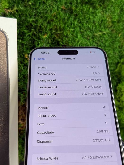 iPhone 15 Pro Max Natural Titanium 256GB, 90% Baterie #7022