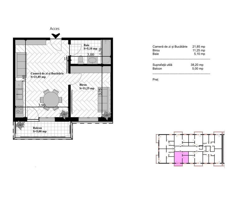 Apartament NOU 2 camere open space 43 mp Bucium 68500 euro
