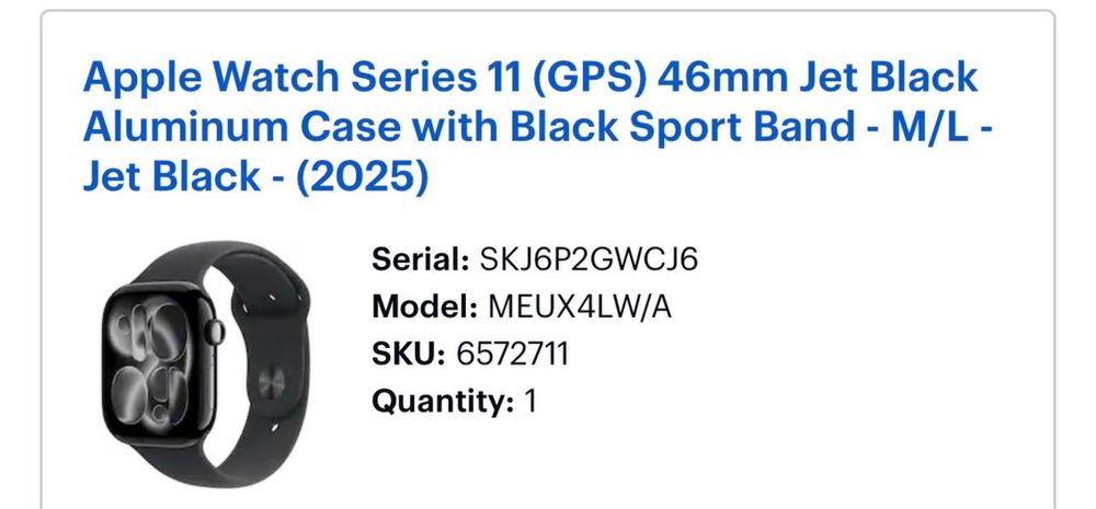 Apple Watch Series 11 46mm Jet Black