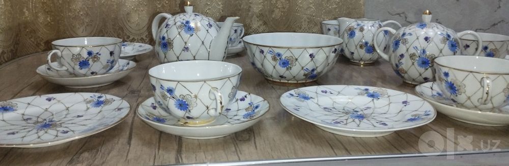 Фарфоровая посуда" Золотая Сетка" ("Васильки")  Раритет