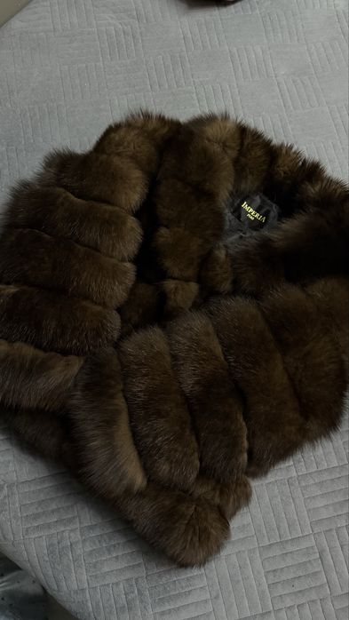 Шуба натуральный песец под соболь