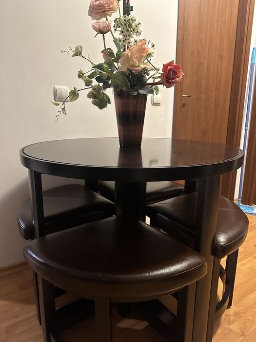 Masa dining / living / bucatarie cu 4 scaune piele - MOBEXPERT