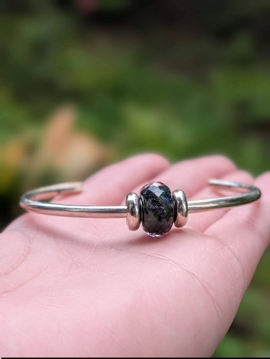 Veche bratara semi fixa din argint de 925, ametist, Trollbeads