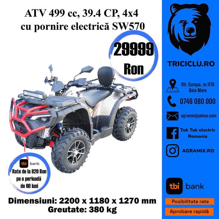 Atv 499cc 39.4 CP 4×4 cu pornire electrica SW570 Atv nou
