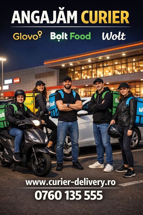 Angajam curieri Glovo Bolt Wolt | in Constanta | plata saptamanal