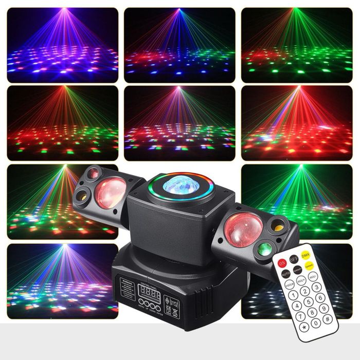 Lampa de discotecă rotativa  DJ DMX512 RGB controlată de muzică LED