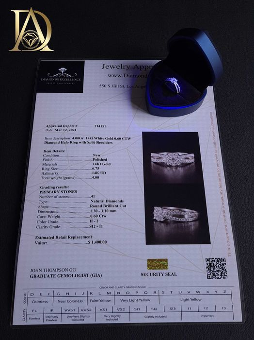 Нов Златен Пръстен с 0.60кт Естествени Брилянти