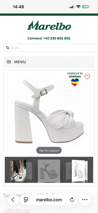 Pantofi Marelbo mireasa albi din piele