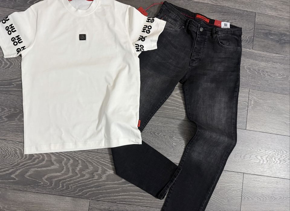 Blugi hugo calitate superioars 2 piese tricou si blugi