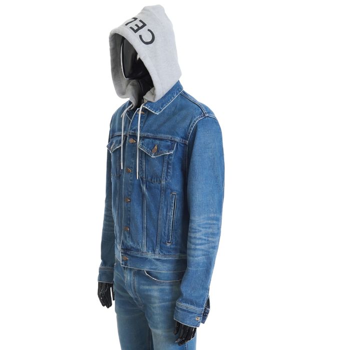 Celin€ - Свободно дънково яке с качулка и щампа