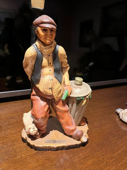 Set statuete lemn vechi, scrumiera abanos elefant