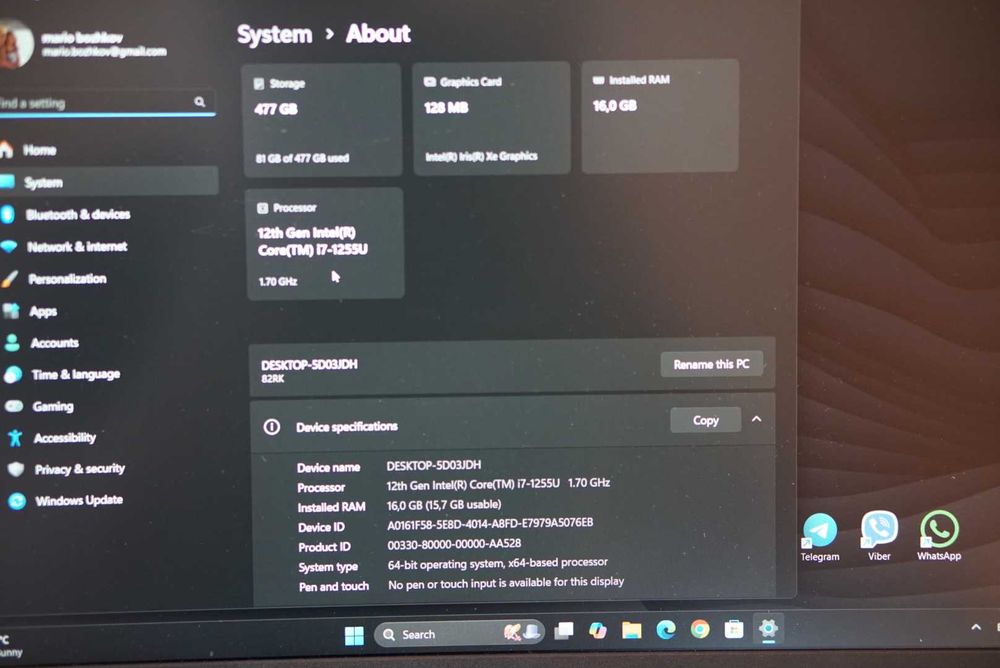LENOVO IdeaPad 3 15IAU7 i7-1255U/16GB DDR4/ 512GB SSD