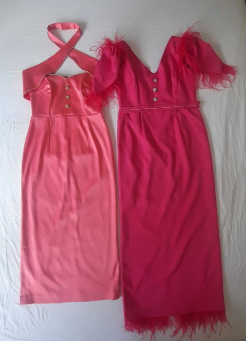 Set rochii rochie nașa cu pene si strasuri