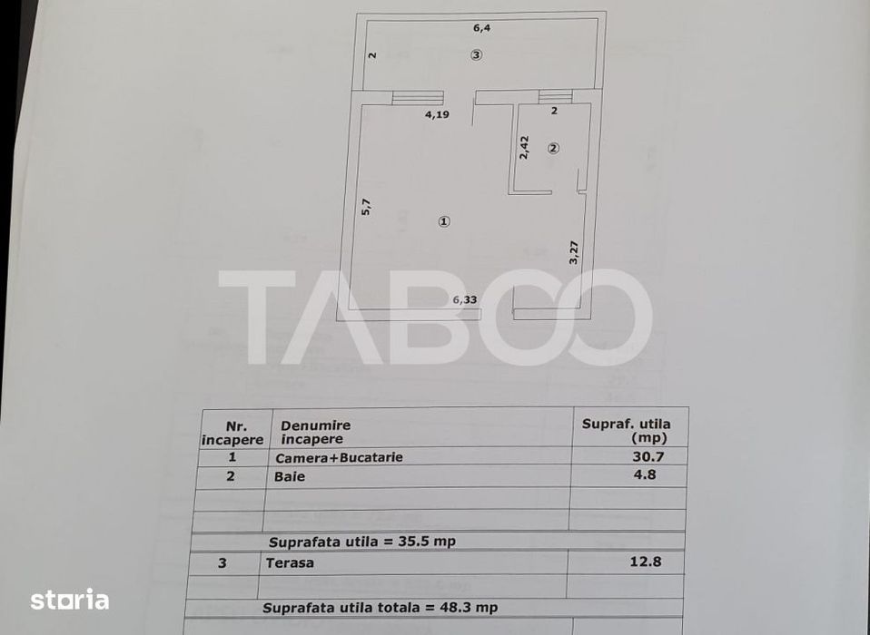 Studio de vanzare 36mp utili + terasa 13 mp constructie 2025